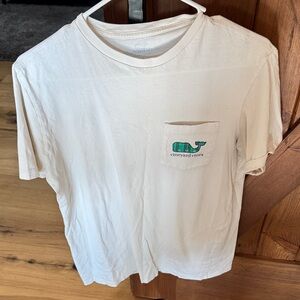 Vineyard Vines Cream Tee with Green Whale Logo